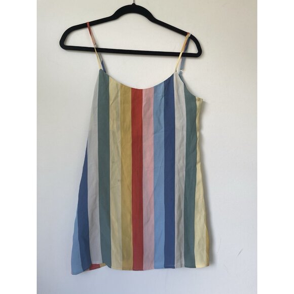 Reformation Lindsay Multicolor Rainbow Striped Sleeveless Camisole Dress Size 6 - Picture 3 of 8